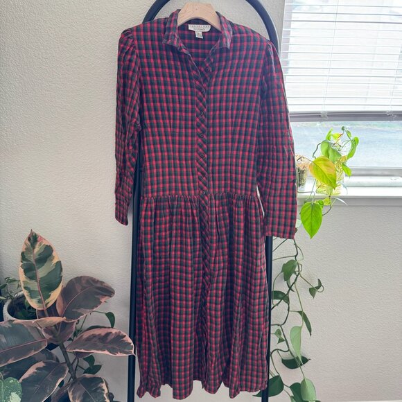 Vintage Cambridge Cotton Flannel Long Sleeve Dress Size Small - Picture 1 of 7